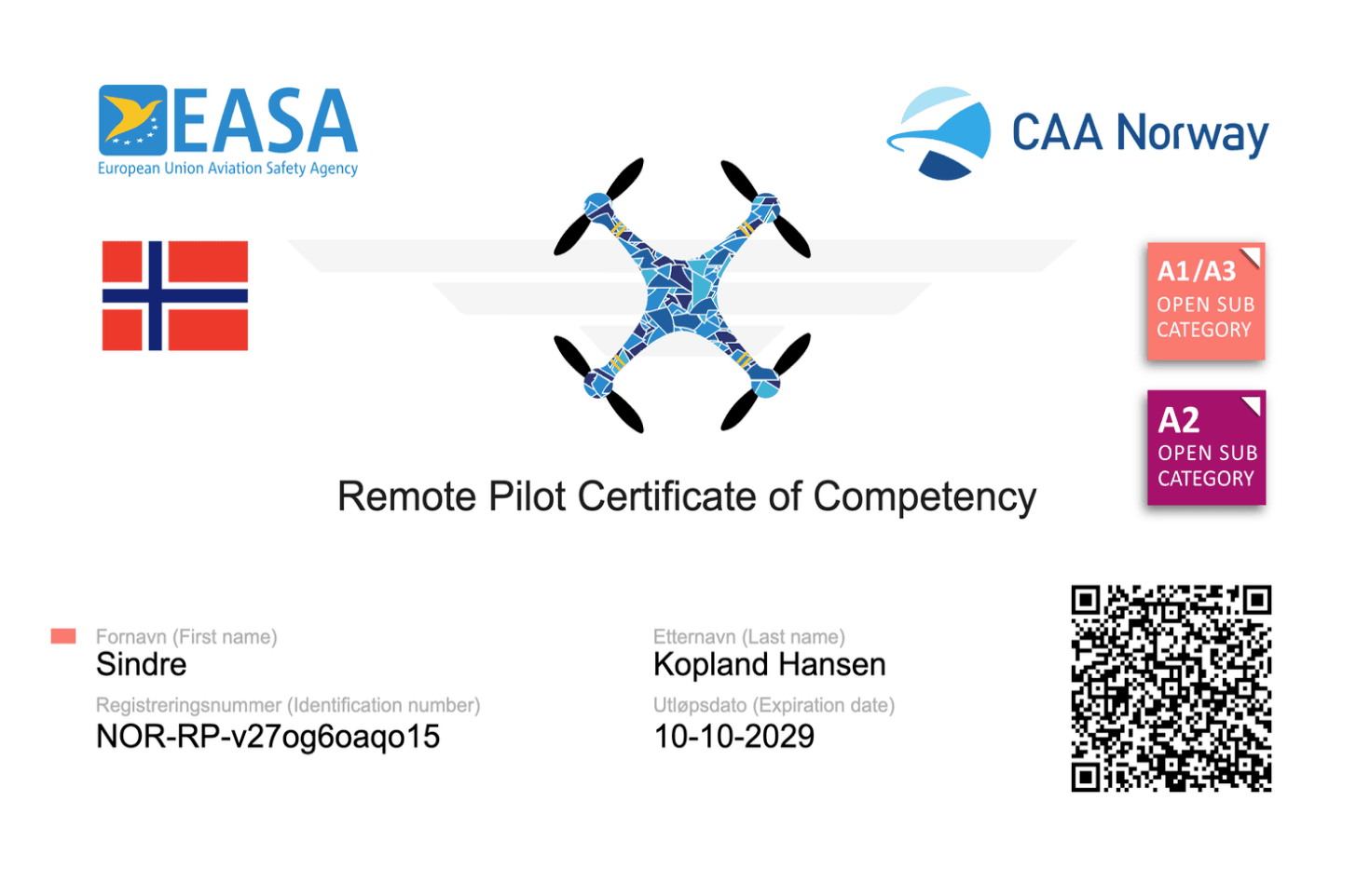 Drone certificate